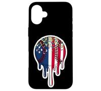 Custodia per iPhone 16 Plus Melting American Baseball Drip Giocatore Patriottico Coach Amante