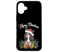 Custodia per iPhone 16 Plus Mens Womens Kids Merry Christmas Santa Cavalier Dog Mom