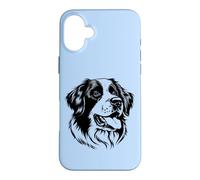Custodia per iPhone 16 Plus Mens Womens Kids Minimalist Logo Saint Bernard Dog Lover