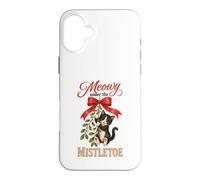 Custodia per iPhone 16 Plus Meowy Under The Mistletoe Cute Tuxedo Kitten Christmas