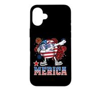 Custodia per iPhone 16 Plus Merica Baseball Dabbing 4th of July Patriotic American Flag