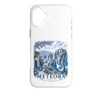 Custodia per iPhone 16 Plus Meteora Grecia Monastero Vintage Viaggi Paesaggio Arte