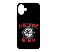 Custodia per iPhone 16 Plus Mi inginocchio davanti a nessun Dio, Baphomet, Pentagramma, Occulto Satanico