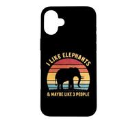 Custodia per iPhone 16 Plus Mi piacciono gli elefanti e forse come 3 Persone Elefante Retro