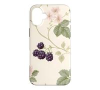 Custodia per iPhone 16 Plus Modello Cottagecore del fiore rosa del rovo della mora