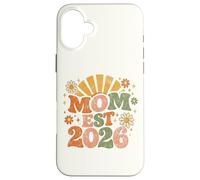 Custodia per iPhone 16 Plus Mom Est 2026 Groovy Retro Daisy Flower New Mom Mother's Day