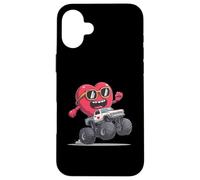 Custodia per iPhone 16 Plus Monster Truck Cuore 4 Ruote Offroad San Valentino
