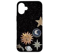 Custodia per iPhone 16 Plus Mosaico celeste di mezzanotte vintage Cosmic Sun Trendy Y2K