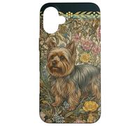 Custodia per iPhone 16 Plus Motivo floreale Yorkshire Terrier Cottagecore