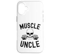 Custodia per iPhone 16 Plus Muscle zio palestra sollevamento pesi zio scheletro bilanciere