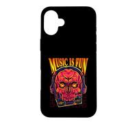 Custodia per iPhone 16 Plus Music is Fun - Cuffie e lettore audio retrò con teschio