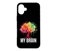 Custodia per iPhone 16 Plus My Brain Tree Rainbow Splash Neurodivergente Adulto