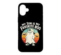 Custodia per iPhone 16 Plus My Son Is My Favorite Boo Halloween Mom Dad