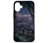 Custodia per iPhone 16 Plus Mystical Forest Cottage Dark Academia Cabina incantata