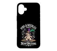 Custodia per iPhone 16 Plus Mystical Voodoo Doll New Orleans Pins and Needles Art