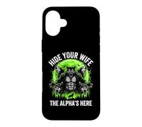 Custodia per iPhone 16 Plus Nascondi tua moglie (The Alpha's Here) - Funny Wolf Meme Guys Men