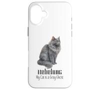 Custodia per iPhone 16 Plus Nebelung Cat Ghost grigio per gli appassionati di animali domestici