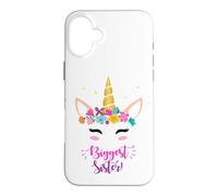 Custodia per iPhone 16 Plus New Baby Girls Biggest Sister Unicorn