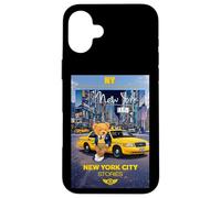 Custodia per iPhone 16 Plus New York City Stories with Teddy Bear Behind a Yellow Taxi