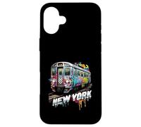 Custodia per iPhone 16 Plus New York Treno Graffiti Style NYC Metropolitana