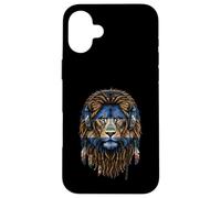 Custodia per iPhone 16 Plus Nicaraguan Lion Cuffie Reggae Dreadlocks