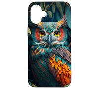 Custodia per iPhone 16 Plus Night Horned Owl Nocturnal Spotted Owls Hoot Barn Bird