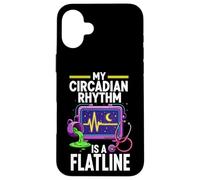 Custodia per iPhone 16 Plus Night Shift Nurse Circadian Rhythm Flatline Humor