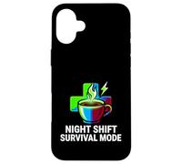 Custodia per iPhone 16 Plus Night Shift Survival Mode Nurse Medical Coffee