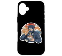 Custodia per iPhone 16 Plus Ninja Eating Ramen Noodles Lover Traditional Japanese Art