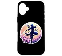 Custodia per iPhone 16 Plus Ninja Silhouette Moonlight Cherry Blossoms Giapponese Samurai