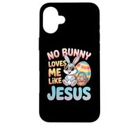 Custodia per iPhone 16 Plus No Bunny Loves Me Like Jesus Easter Christian Boys Kids Men