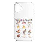 Custodia per iPhone 16 Plus Nomi di animali da fattoria per bambini, facile apprendimento, animali carini