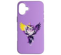 Custodia per iPhone 16 Plus Nonbinary Owl Bird Enby NB Pride Flag Colors Tattoo Style
