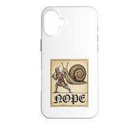 Custodia per iPhone 16 Plus Nope Knight Fighting Giant Snail Funny Medieval History Meme