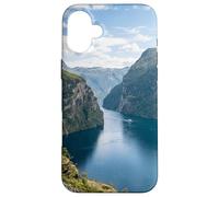 Custodia per iPhone 16 Plus Norvegese Fiordo montagna scogliere acqua paesaggio scenico