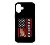 Custodia per iPhone 16 Plus Norwegian Forest Cat 4th of July Patriotic American Flag