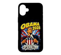 Custodia per iPhone 16 Plus Obama 2028 Risolviamo questo supereroe comico Presidente del terzo mandato