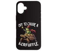 Custodia per iPhone 16 Plus Off to Cause a Kerfuffle Funny Whimsical Frog Wizard Turtle