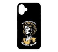 Custodia per iPhone 16 Plus Only Sarcastic Speak Funny Sarcasm Citazione Retro Pop Art Woman