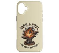 Custodia per iPhone 16 Plus Opera d'arte di Iron And Soul Blacksmith Forge Incudine Hammer
