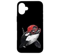 Custodia per iPhone 16 Plus Orca Giocosa con Occhiali da Sole Arte Marina Divertente