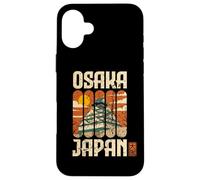 Custodia per iPhone 16 Plus Osaka Giappone Vintage Castello Anime Tramonto Kanji Otaku Souvenir