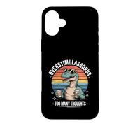 Custodia per iPhone 16 Plus Overstimulasaurus Troppi pensieri Retro Dino