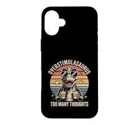 Custodia per iPhone 16 Plus Overstimulasaurus Troppi pensieri Retro Dino