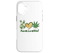 Custodia per iPhone 16 Plus Pace Amore Erba Marijuana Cannabis Retro Vintage