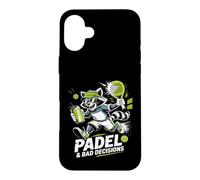 Custodia per iPhone 16 Plus Padel e decisioni sbagliate Divertente Raccoon Match