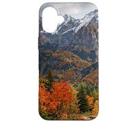 Custodia per iPhone 16 Plus Paesaggio panoramico delle cime delle montagne della valle d'autunno al