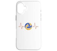 Custodia per iPhone 16 Plus Pallavolo Battito cardiaco - Palla ECG Pulse Distressed Design