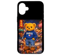 Custodia per iPhone 16 Plus Paris Teddy Bear Street Stories Illustration Graphic Designs