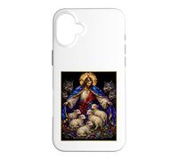 Custodia per iPhone 16 Plus Pastore e protettore Gesù difende le pecore dall'arte dei lupi